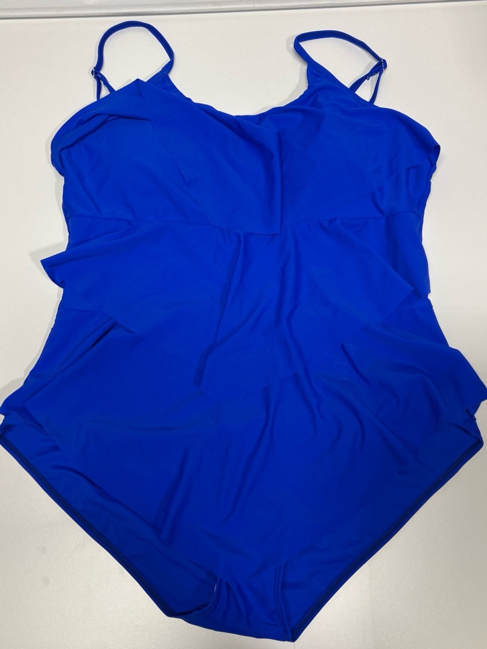 Scoop Neck Royal Blue One-Piece Swimsuit with Adjustable Straps